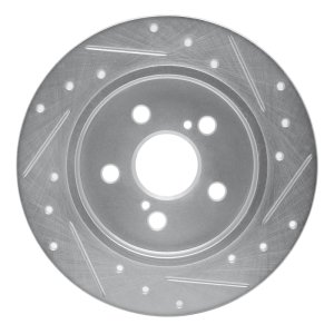 Lexus CT200H Brake Rotor (1) - Rear Left - R1 Concepts - Drilled & Slotted - Silver - `09-`24